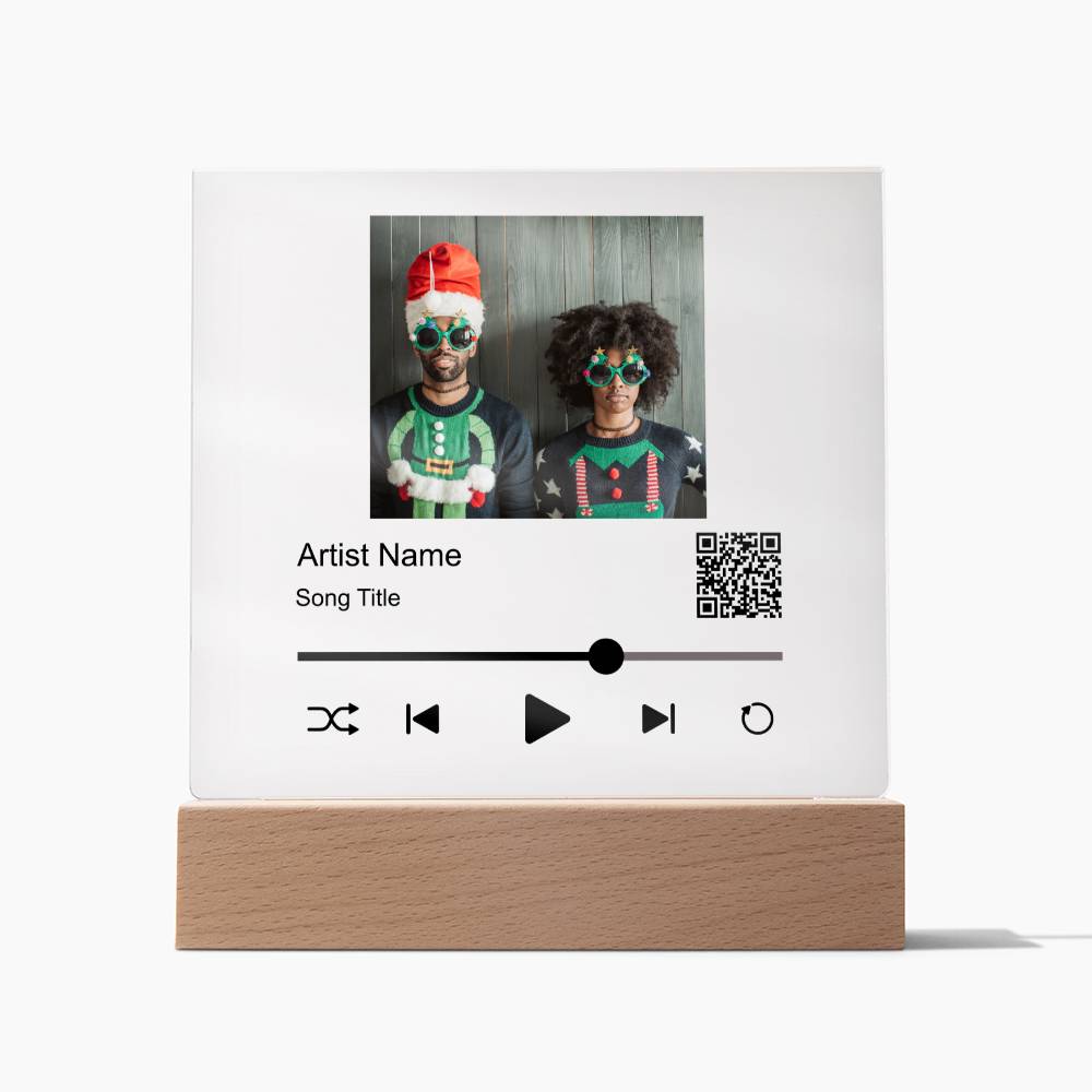 Black Christmas Couple Song Plaque  Square Acrylic Plaque