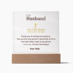 1st Anniversary - Only Person, Lie In Bed Square Acrylic Plaque