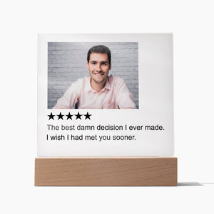 5 Stars Review White Man  Square Acrylic Plaque