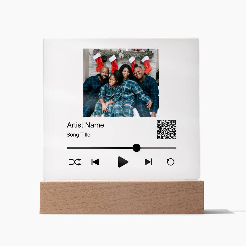 Black Christmas Family Song Plaque  Square Acrylic Plaque
