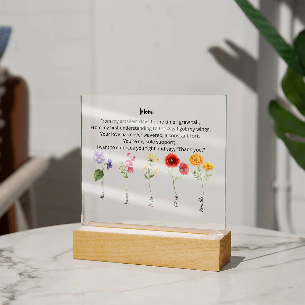 Mom Embrace You Tight 5 Names Acrylic Square