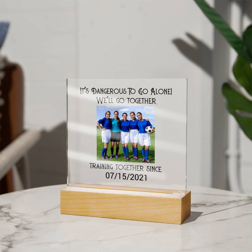 Best Friends Female Football Training Acrylic Square