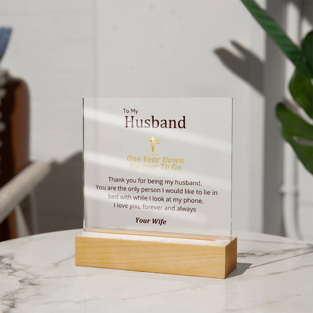 1st Anniversary - Only Person, Lie In Bed Square Acrylic Plaque