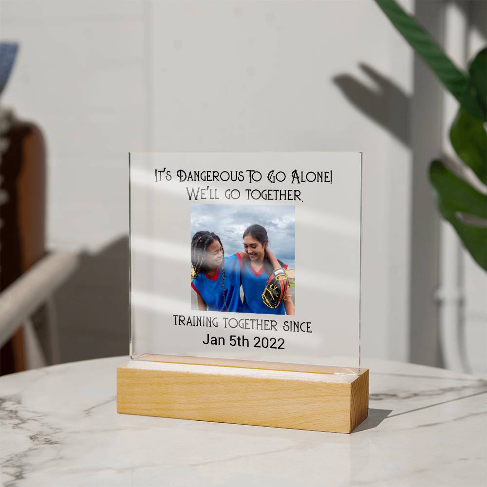 Best Friends Playing Baseball Training Acrylic Square