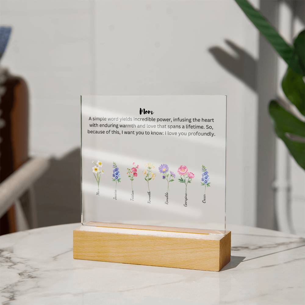 Mom Simple Words Yields Incredible Power 7 Names Acrylic Square