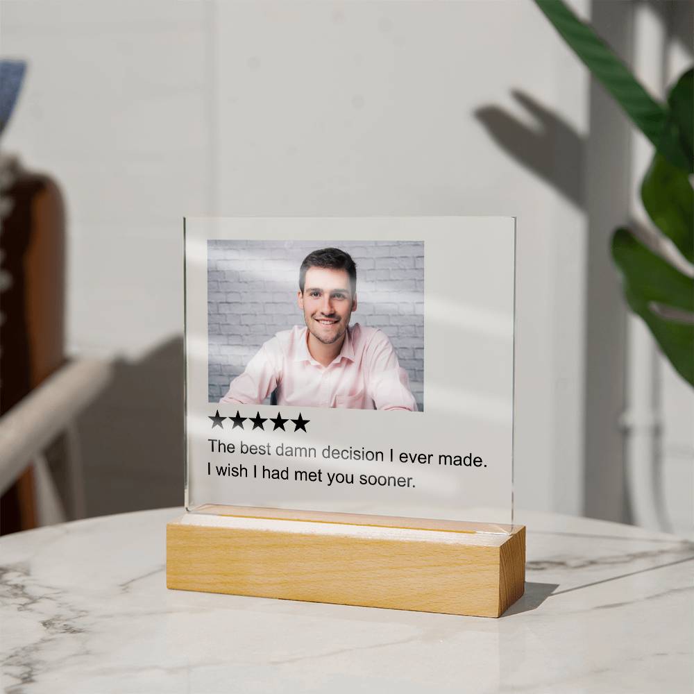 5 Stars Review White Man  Square Acrylic Plaque