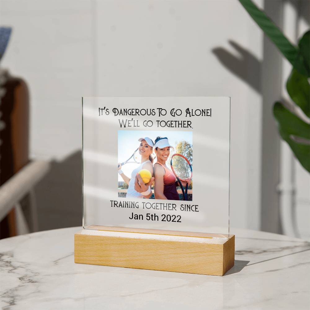 Best Friends Playing Tennis Training Acrylic Square
