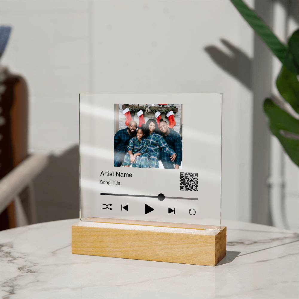 Black Christmas Family Song Plaque  Square Acrylic Plaque