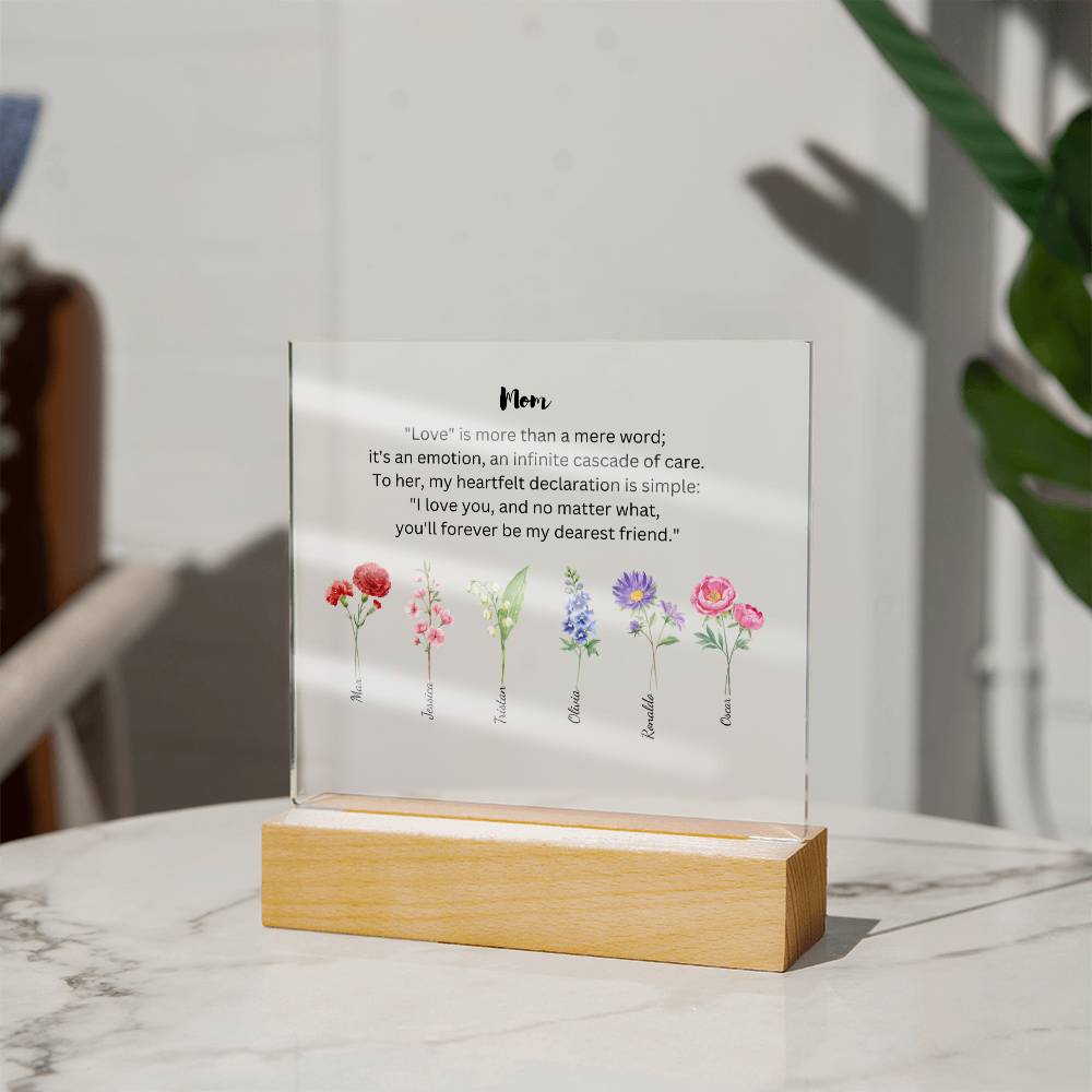 Mom Love Is More Than A Mere Word 6 Names Acrylic Square