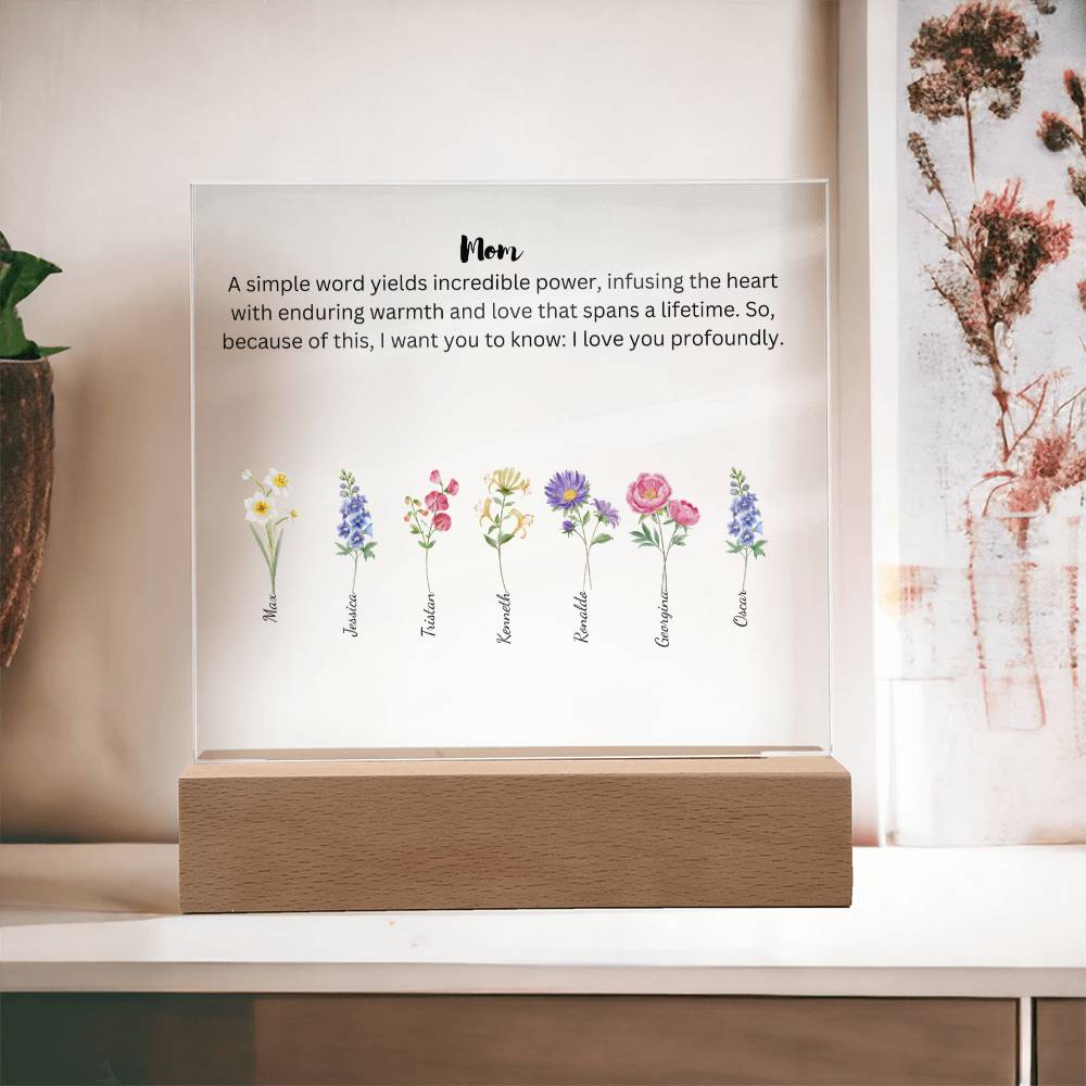 Mom Simple Words Yields Incredible Power 7 Names Acrylic Square