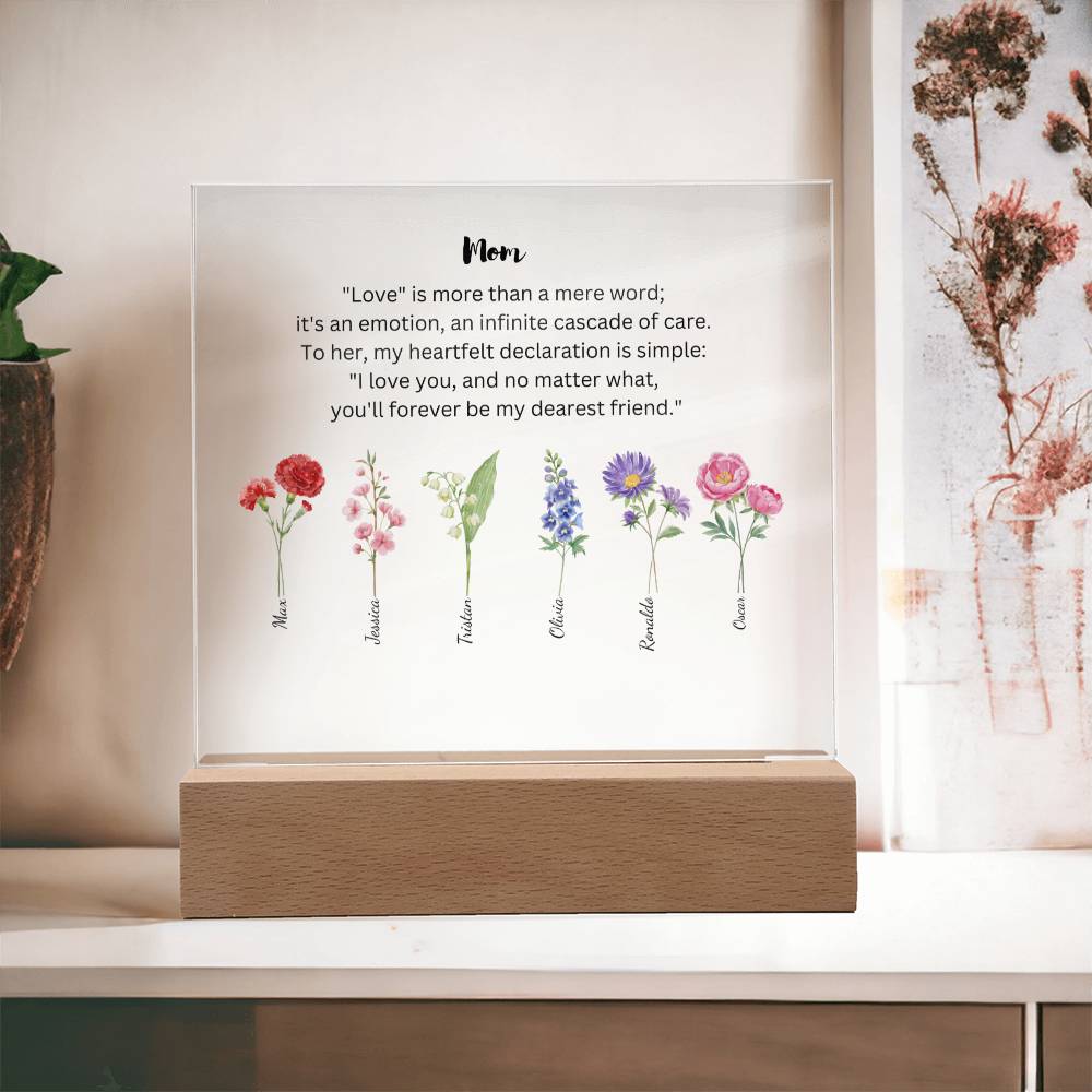 Mom Love Is More Than A Mere Word 6 Names Acrylic Square
