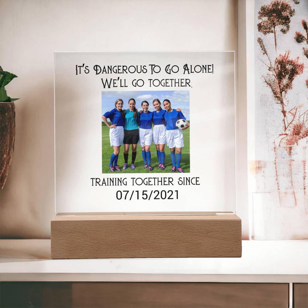 Best Friends Female Football Training Acrylic Square