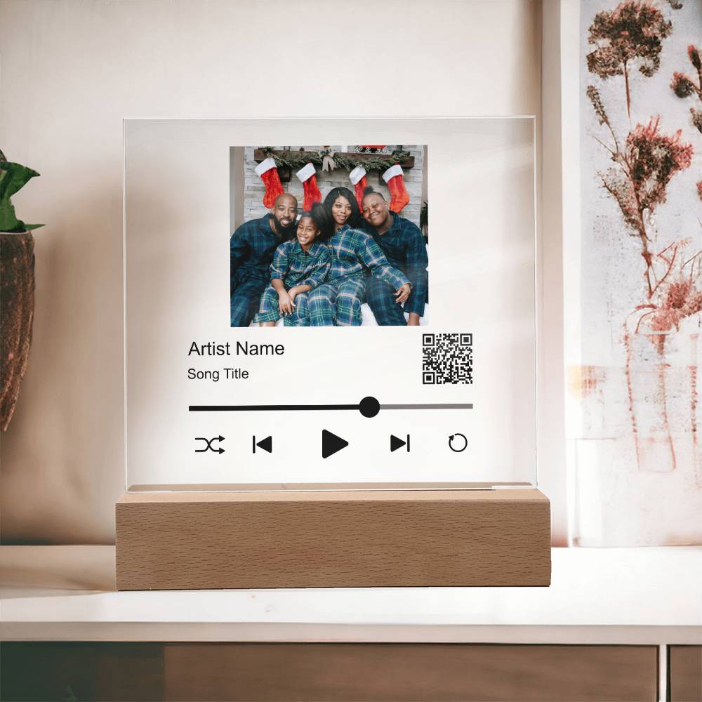 Black Christmas Family Song Plaque  Square Acrylic Plaque