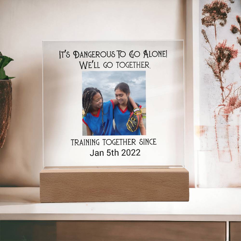 Best Friends Playing Baseball Training Acrylic Square