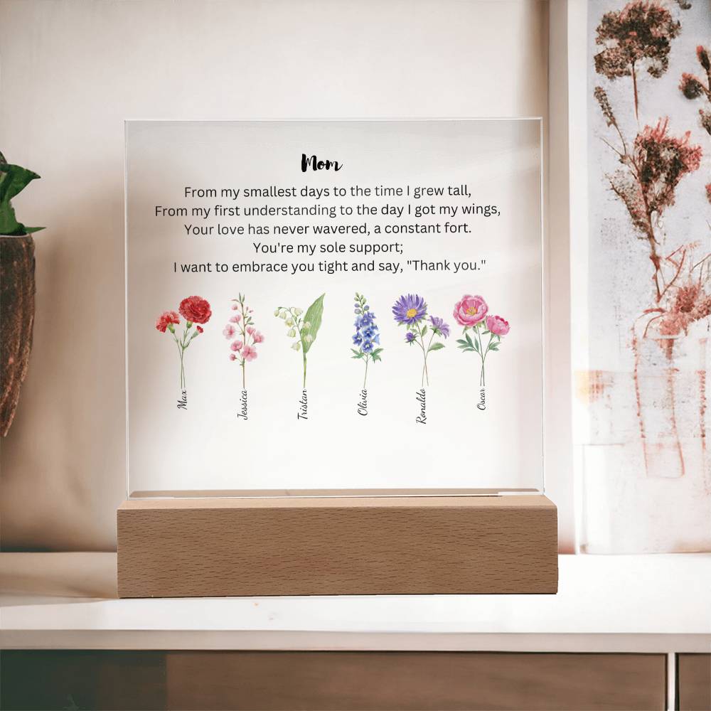 Mom Embrace You Tight 6 Names Acrylic Square