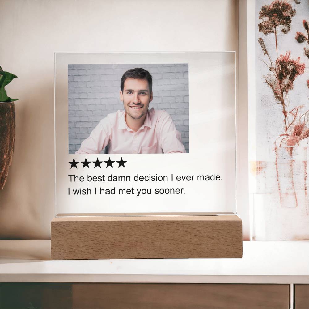 5 Stars Review White Man  Square Acrylic Plaque