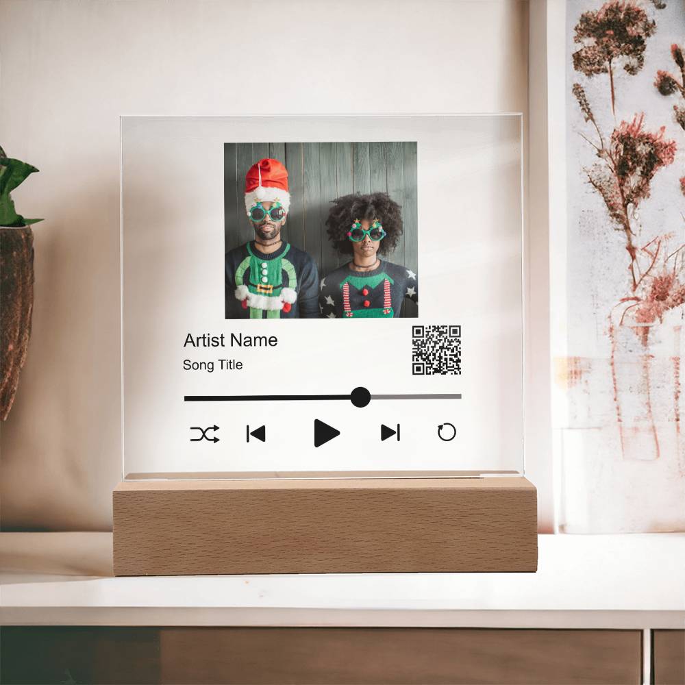 Black Christmas Couple Song Plaque  Square Acrylic Plaque