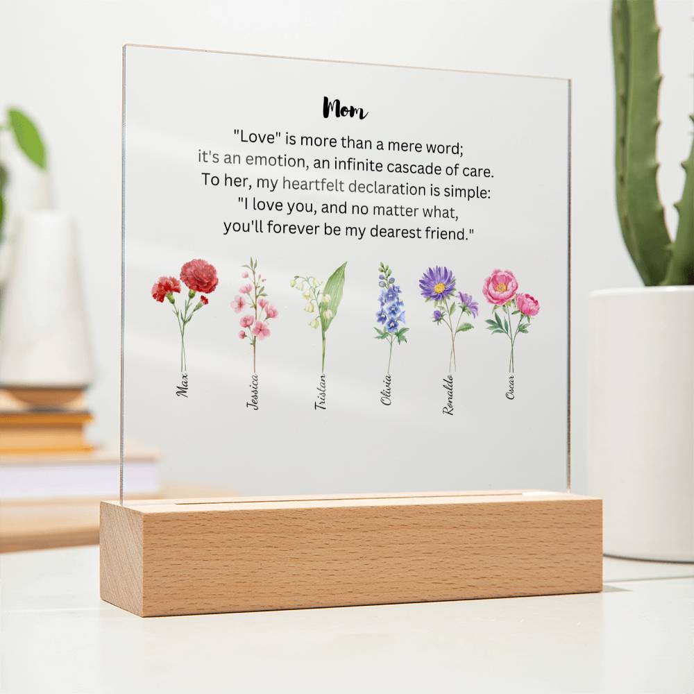 Mom Love Is More Than A Mere Word 6 Names Acrylic Square