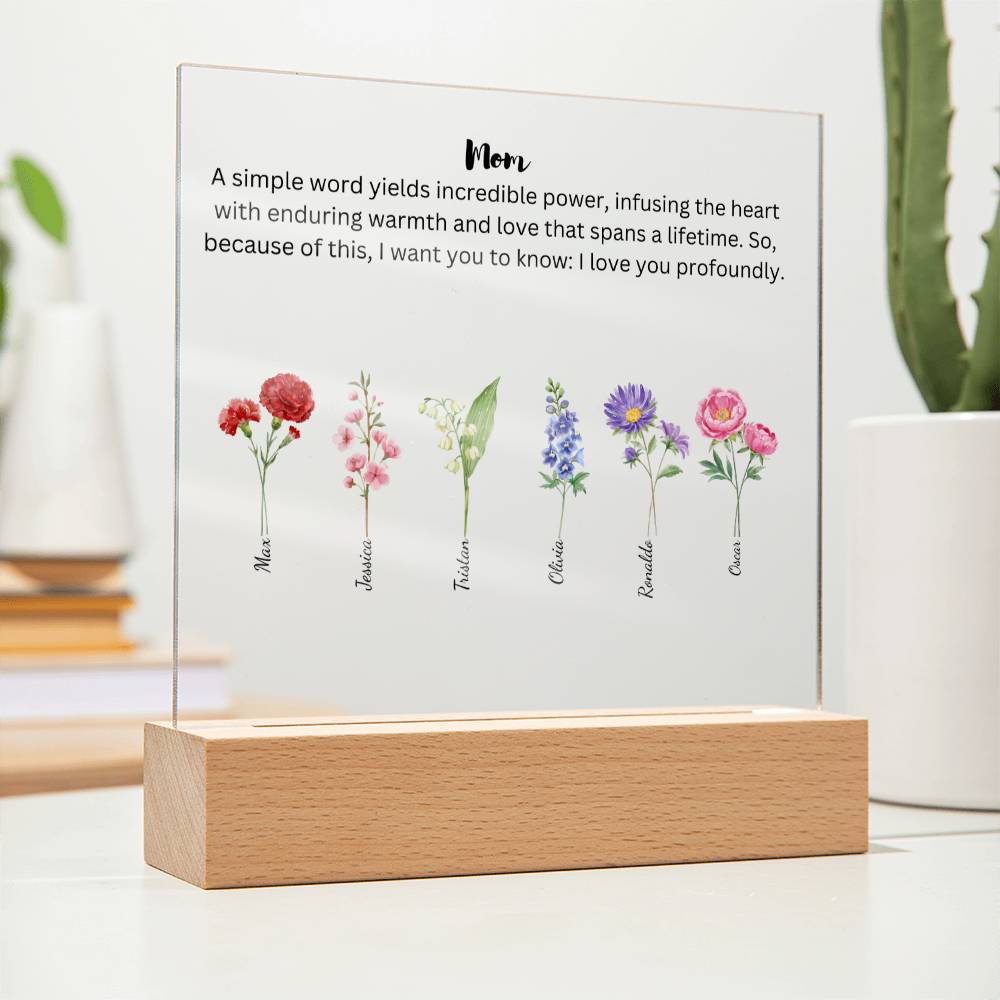 Mom Simple Words Yields Incredible Power 6 Names Acrylic Square