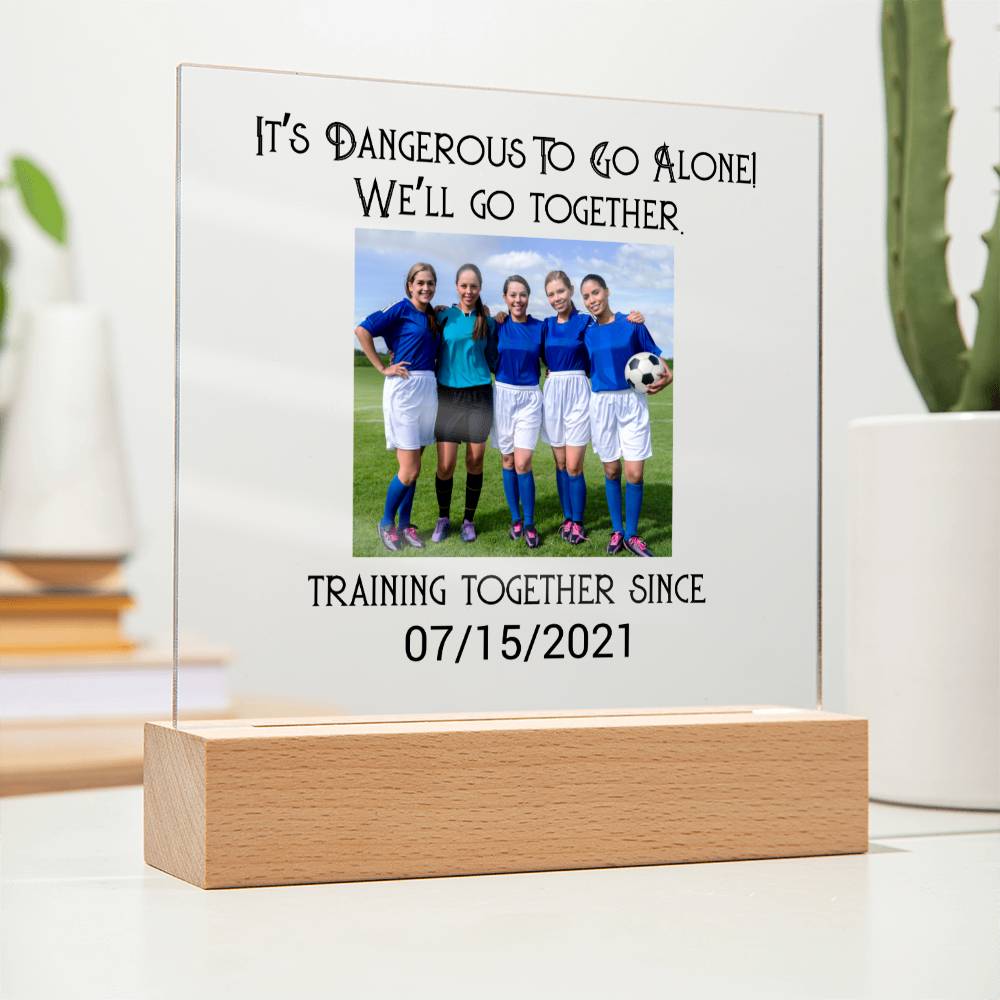 Best Friends Female Football Training Acrylic Square