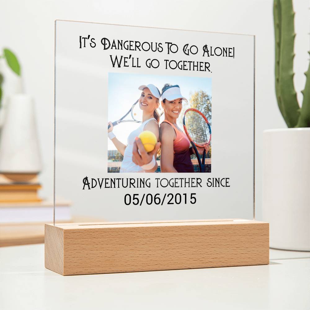 Best Friends Playing Tennis Adventuring  Acrylic Square