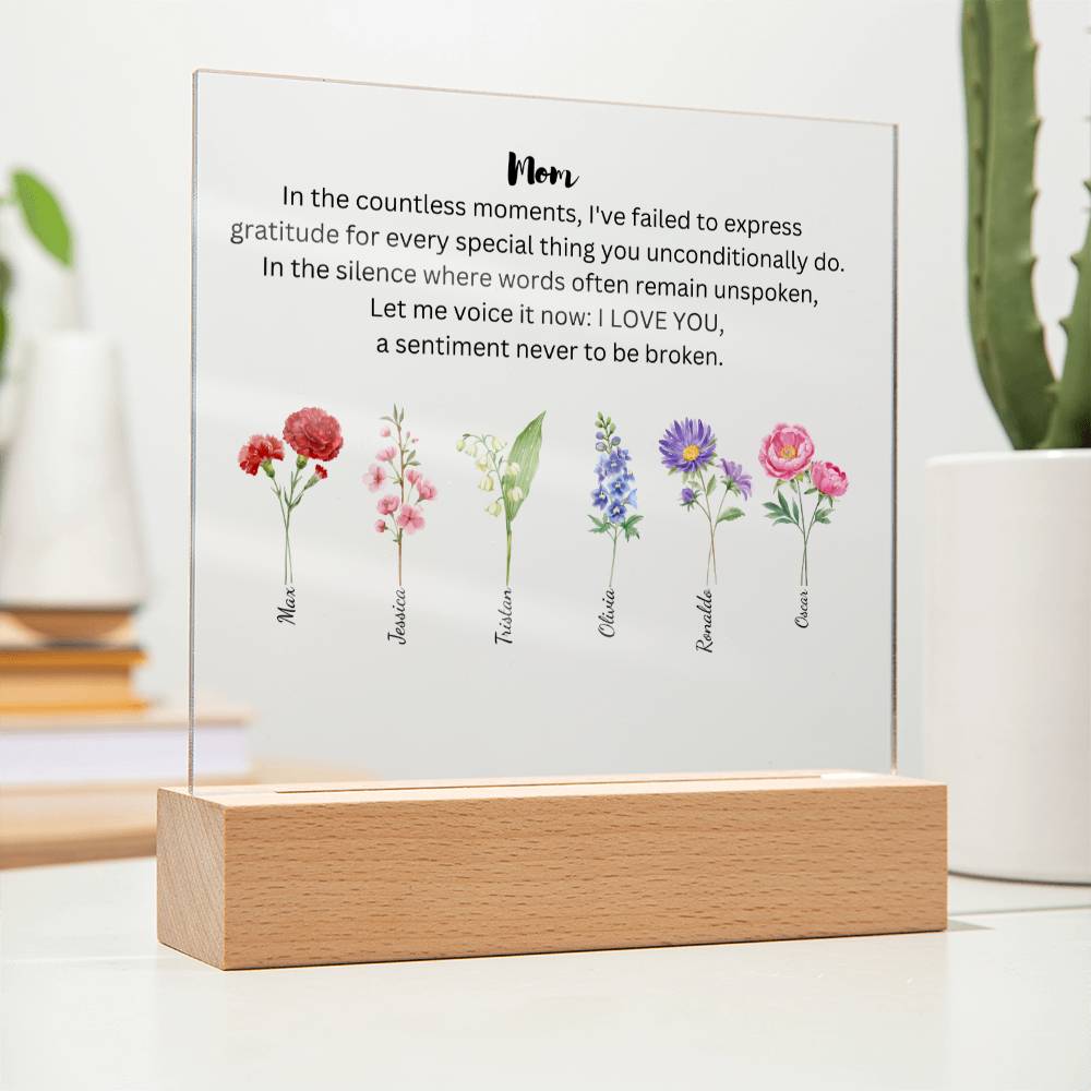 Mom Failed to Express Gratitude 6 Names  Acrylic Square