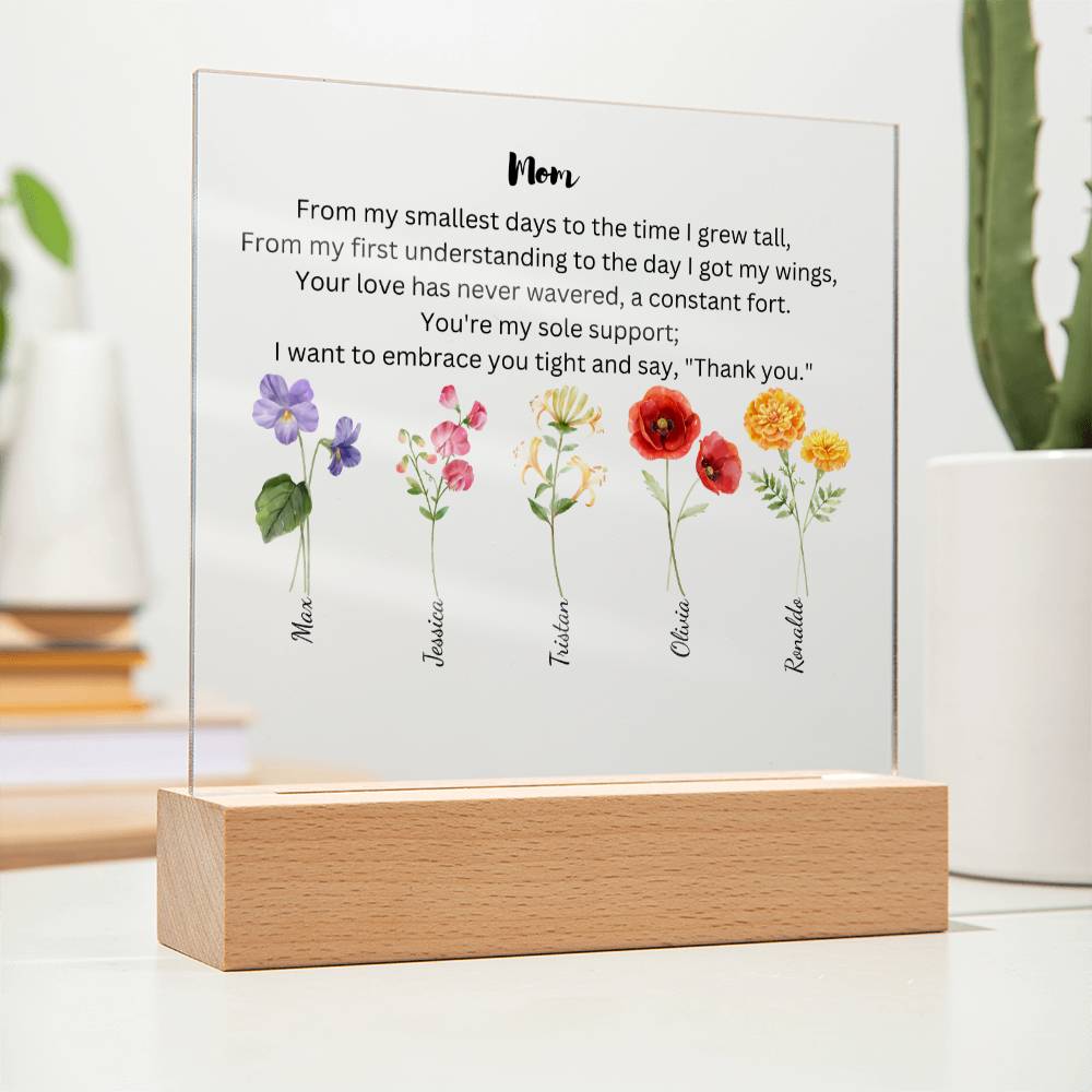 Mom Embrace You Tight 5 Names Acrylic Square