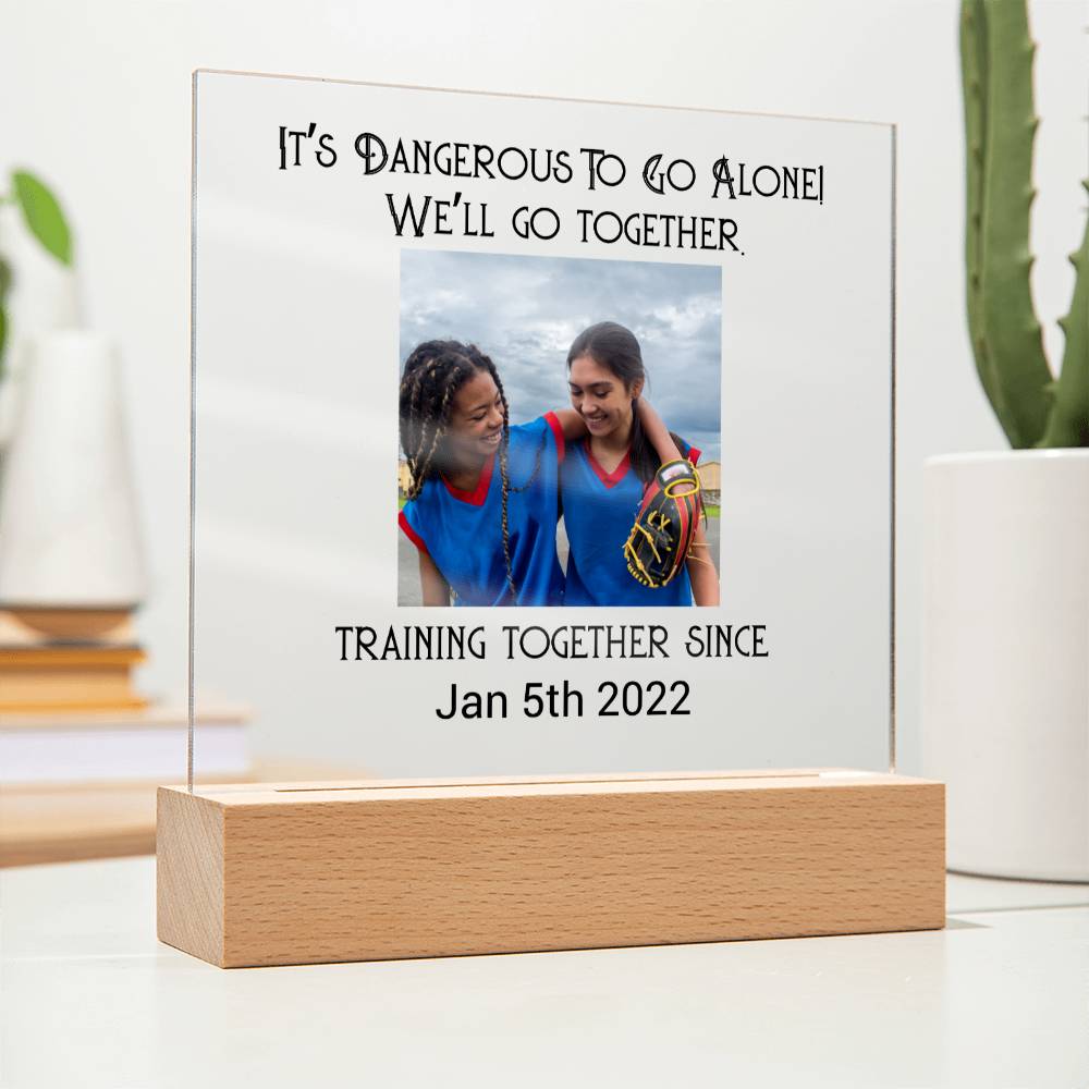 Best Friends Playing Baseball Training Acrylic Square