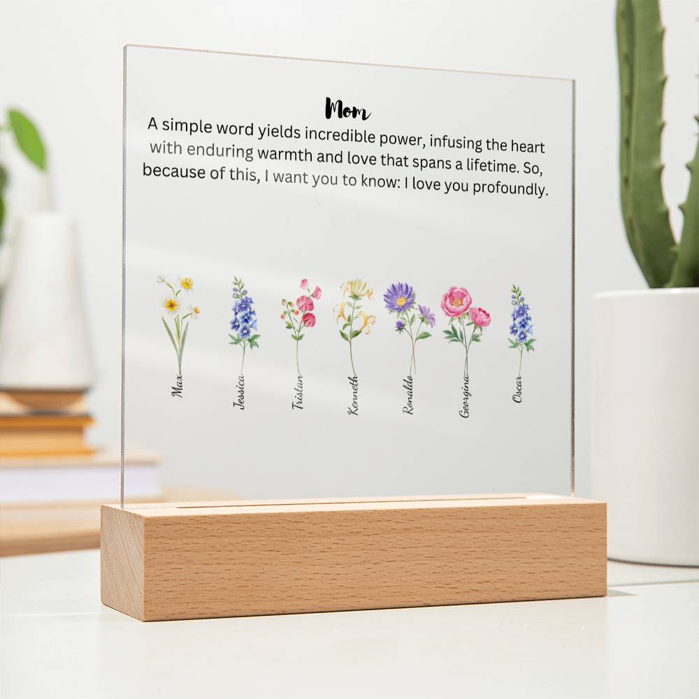 Mom Simple Words Yields Incredible Power 7 Names Acrylic Square