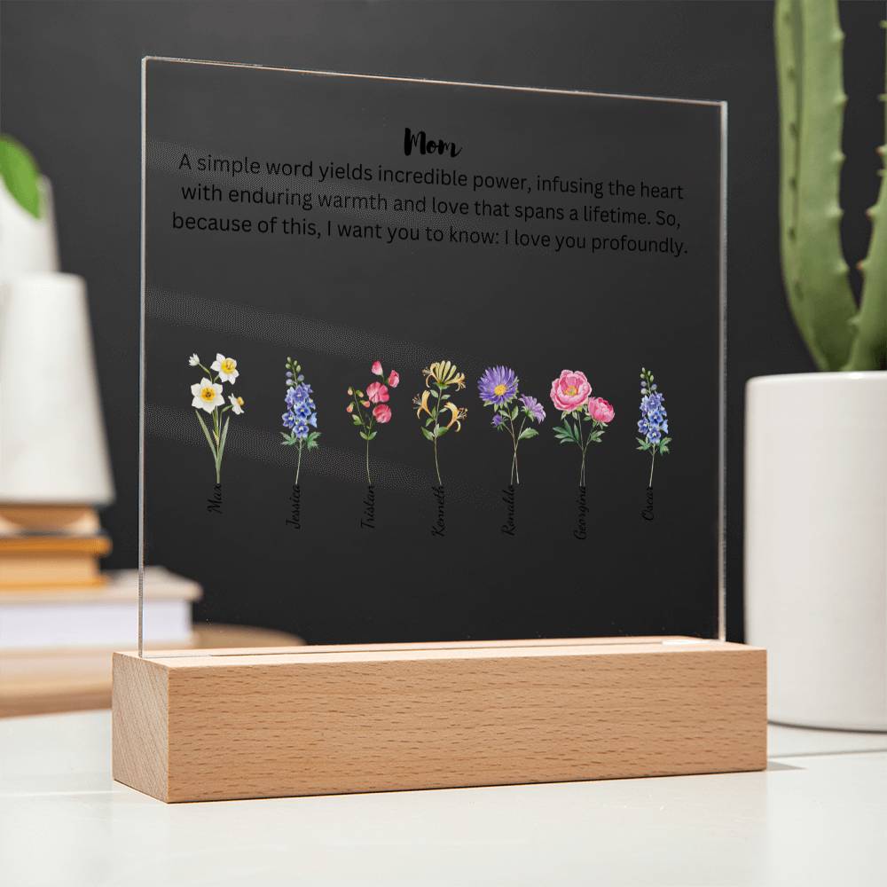 Mom Simple Words Yields Incredible Power 7 Names Acrylic Square