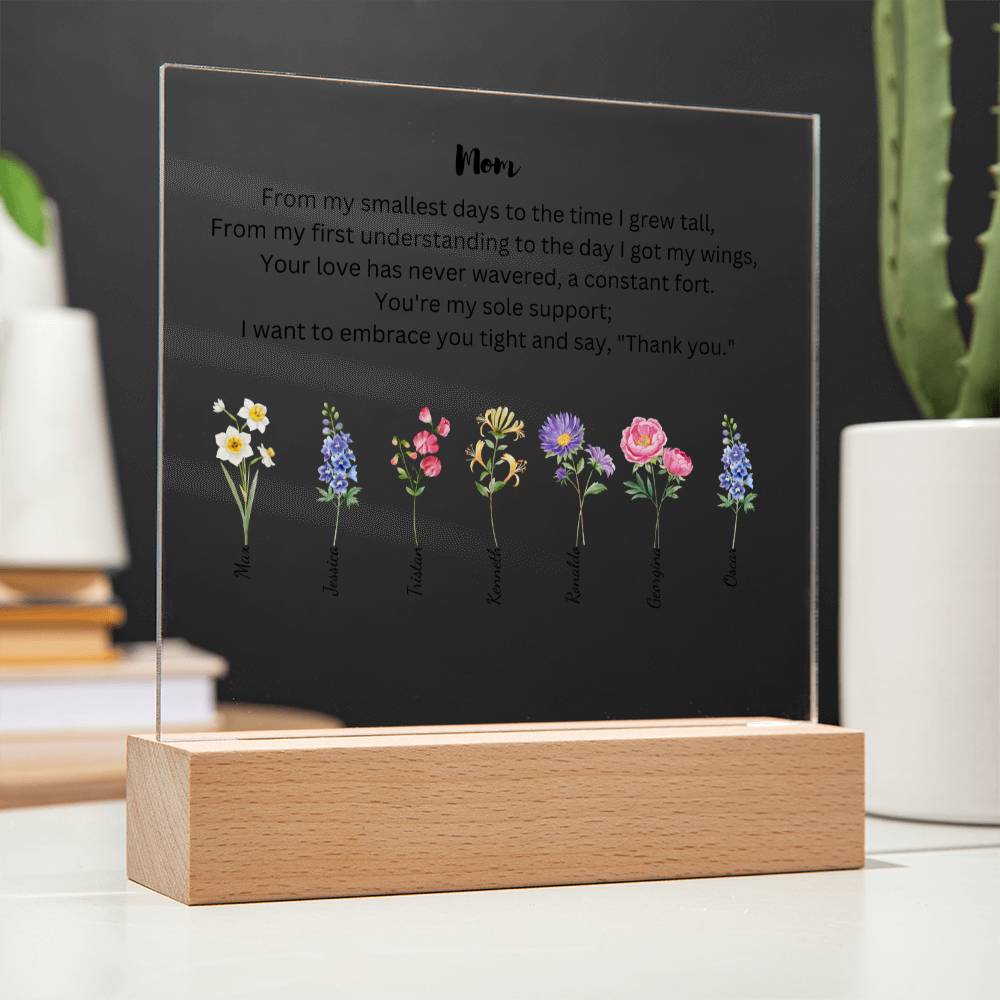 Mom Embrace You Tight 7 Names  Acrylic Square