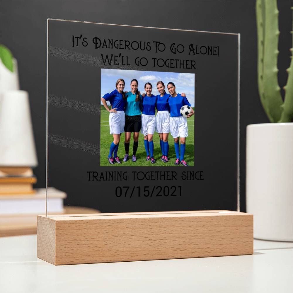 Best Friends Female Football Training Acrylic Square
