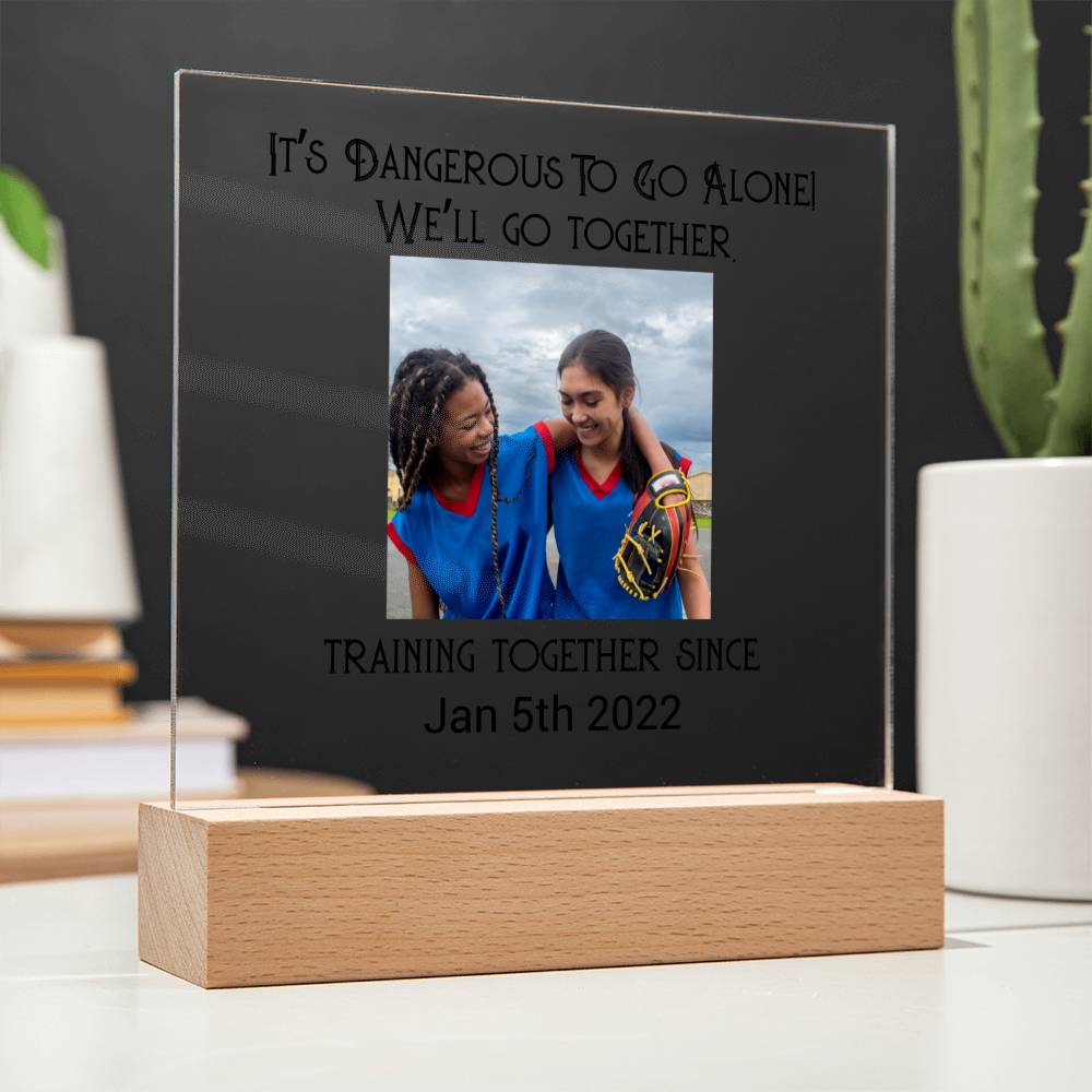 Best Friends Playing Baseball Training Acrylic Square