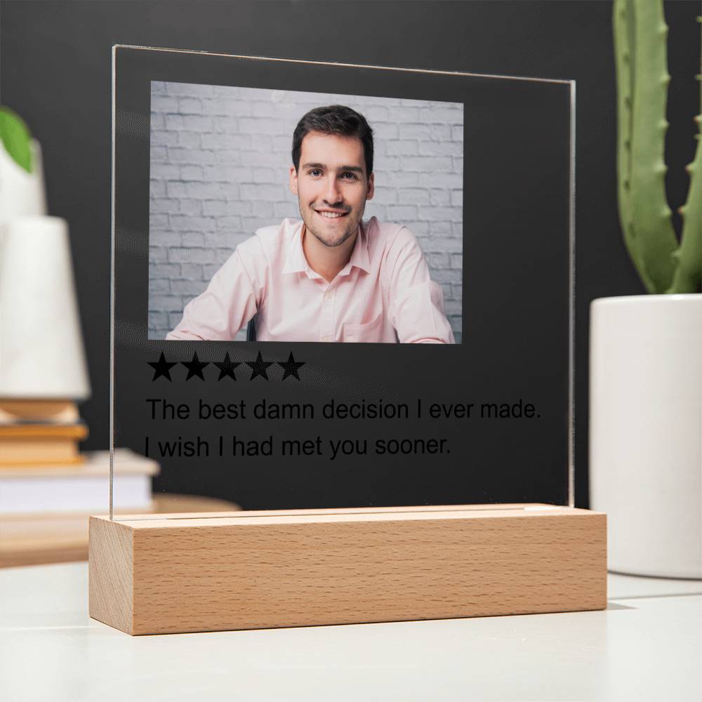 5 Stars Review White Man  Square Acrylic Plaque
