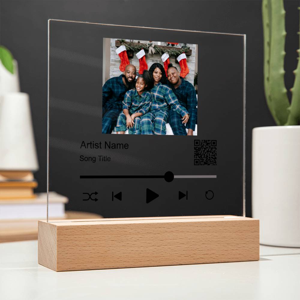 Black Christmas Family Song Plaque  Square Acrylic Plaque