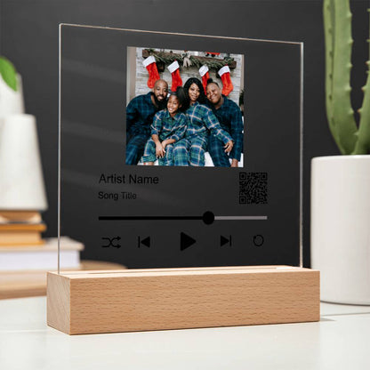 Black Christmas Family Song Plaque  Square Acrylic Plaque