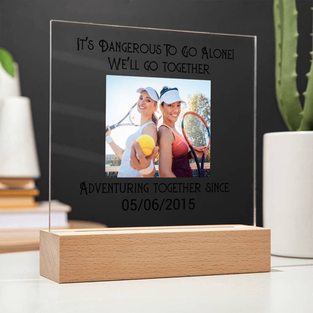 Best Friends Playing Tennis Adventuring  Acrylic Square