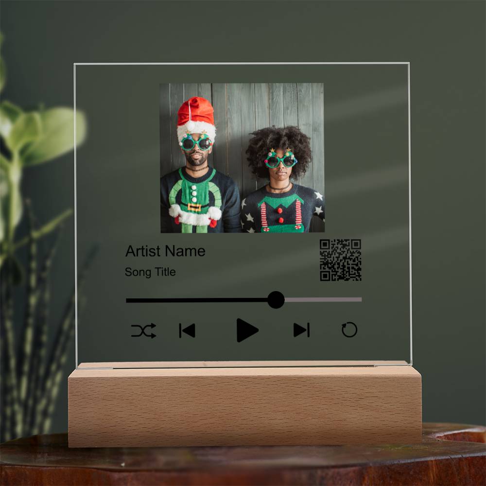 Black Christmas Couple Song Plaque  Square Acrylic Plaque