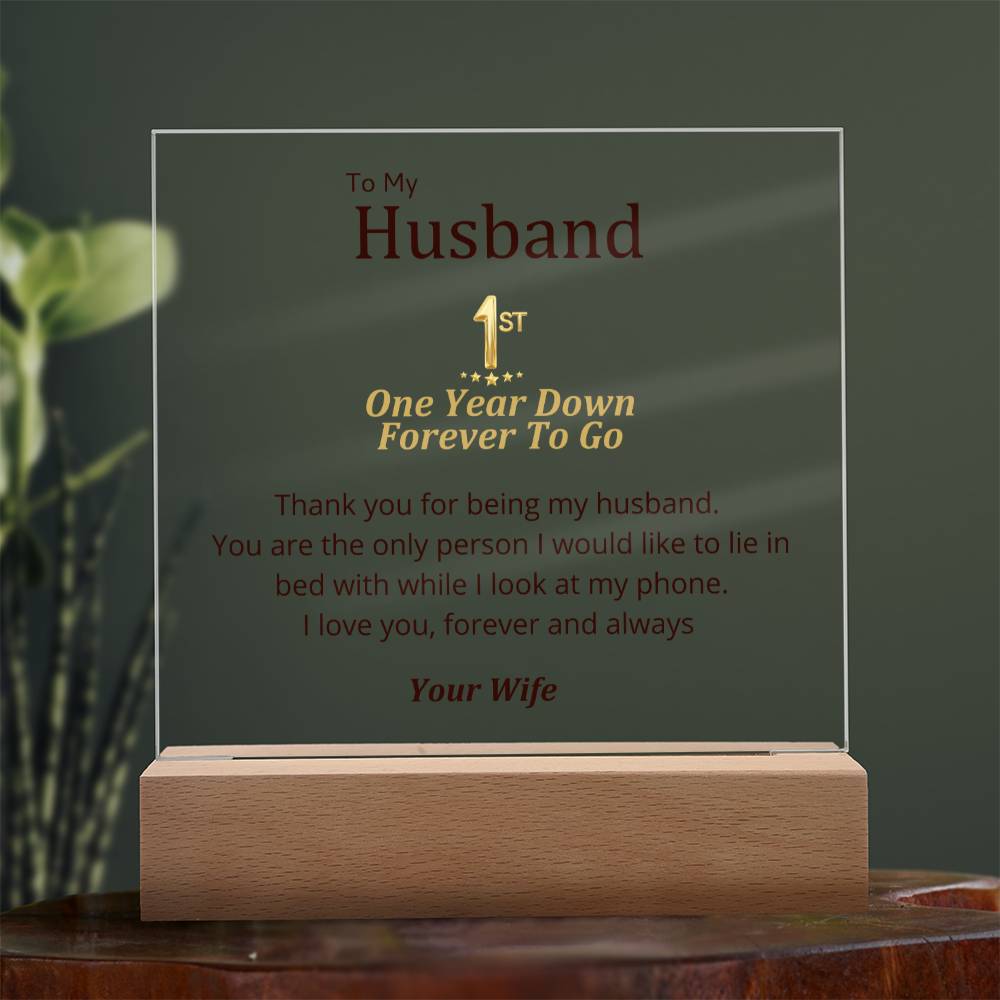 1st Anniversary - Only Person, Lie In Bed Square Acrylic Plaque