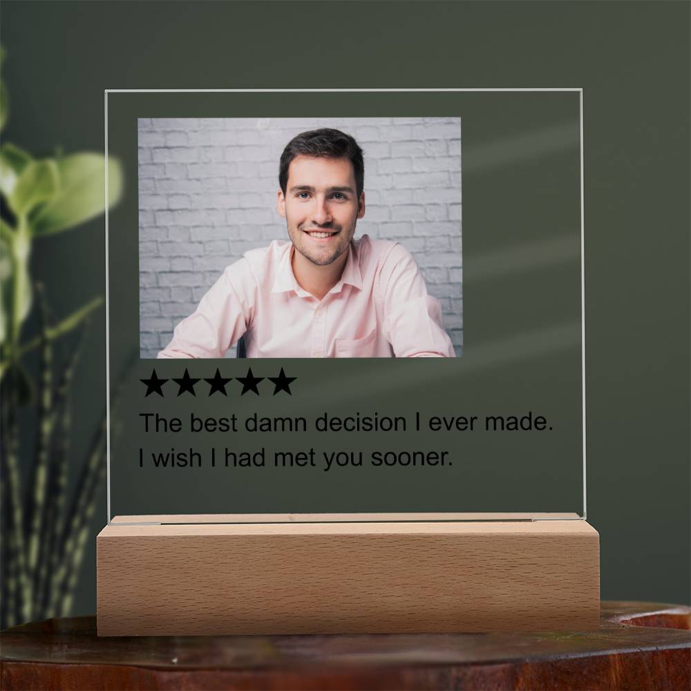 5 Stars Review White Man  Square Acrylic Plaque