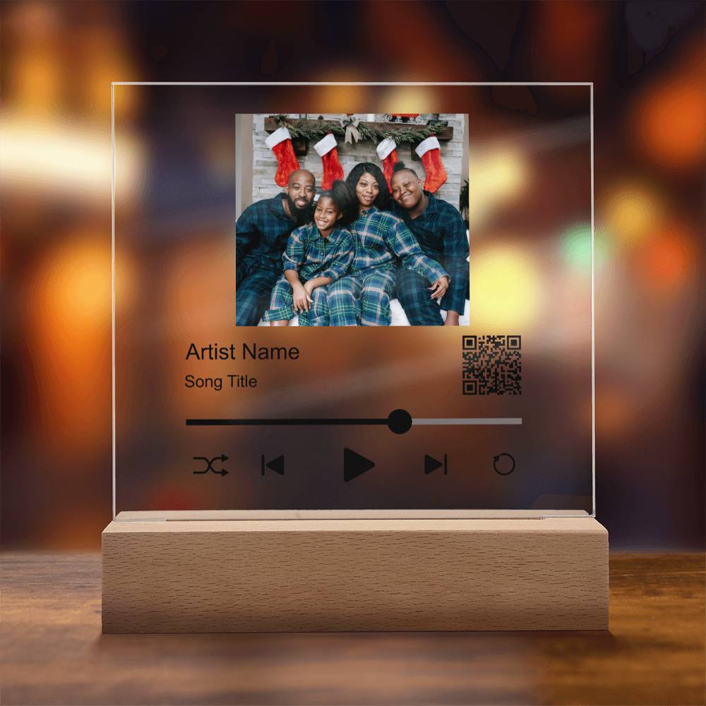 Black Christmas Family Song Plaque  Square Acrylic Plaque