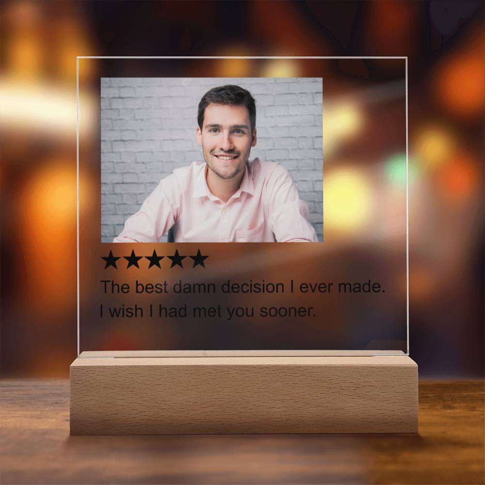5 Stars Review White Man  Square Acrylic Plaque
