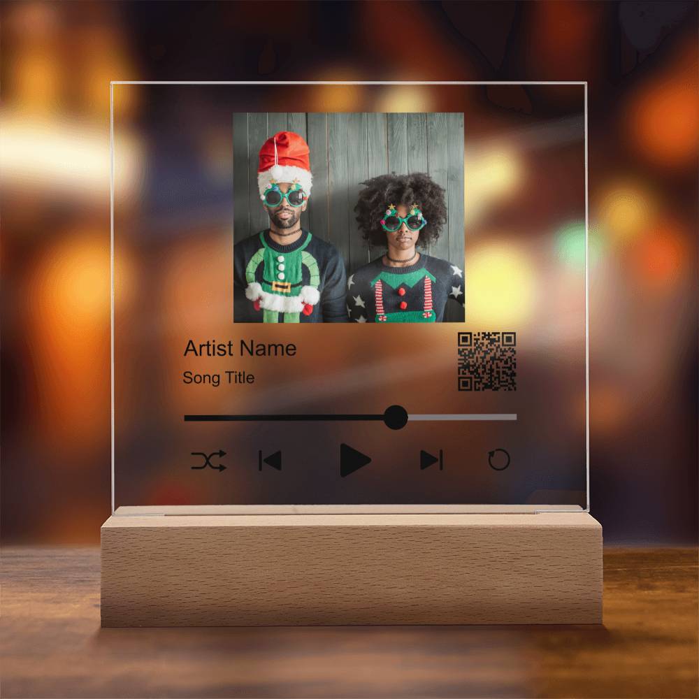 Black Christmas Couple Song Plaque  Square Acrylic Plaque