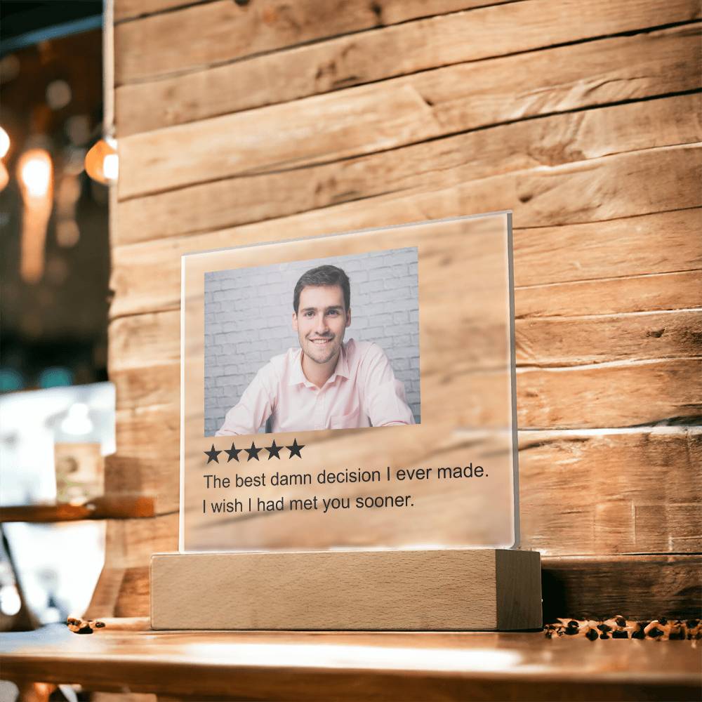 5 Stars Review White Man  Square Acrylic Plaque