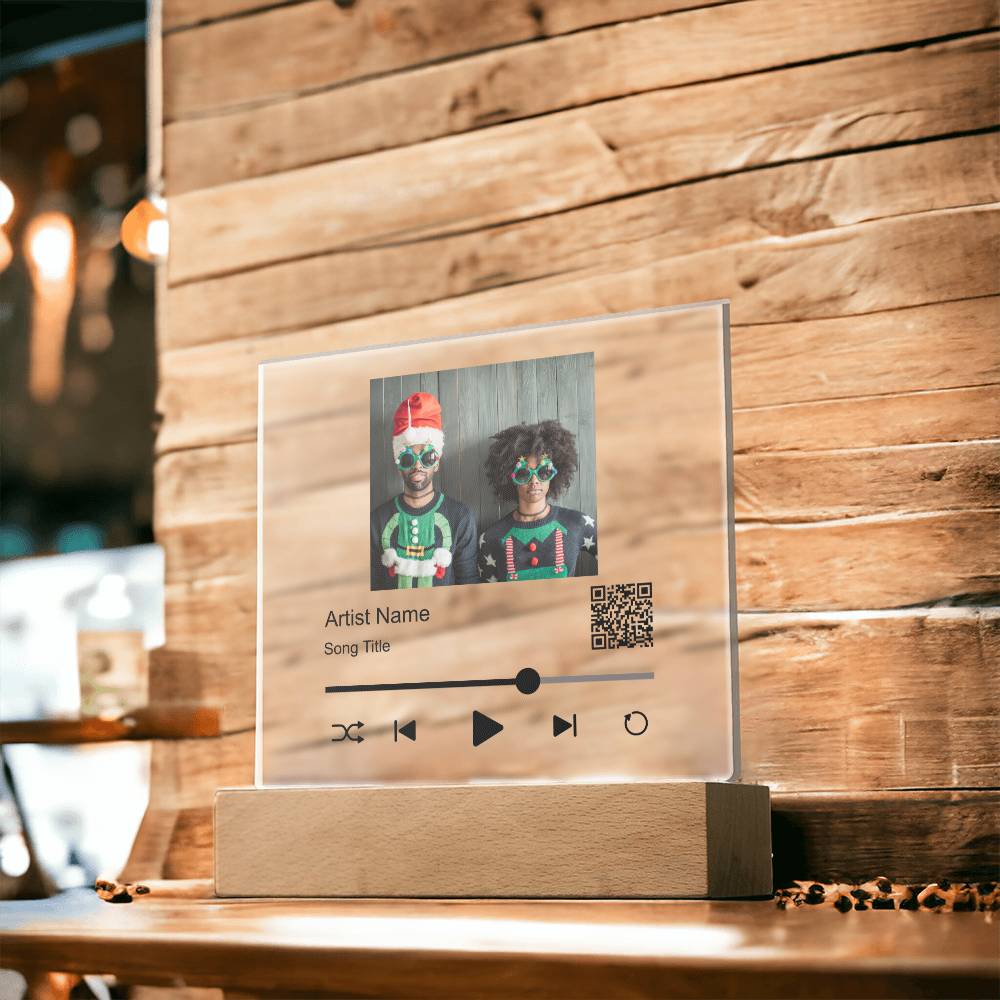 Black Christmas Couple Song Plaque  Square Acrylic Plaque