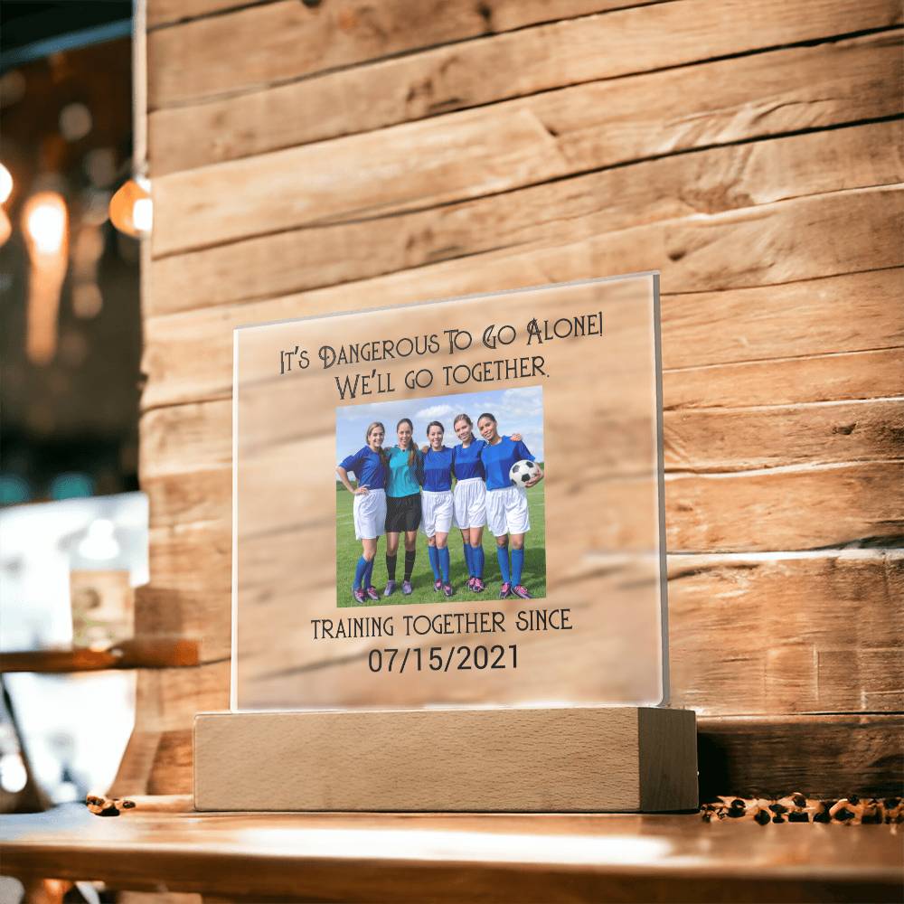 Best Friends Female Football Training Acrylic Square