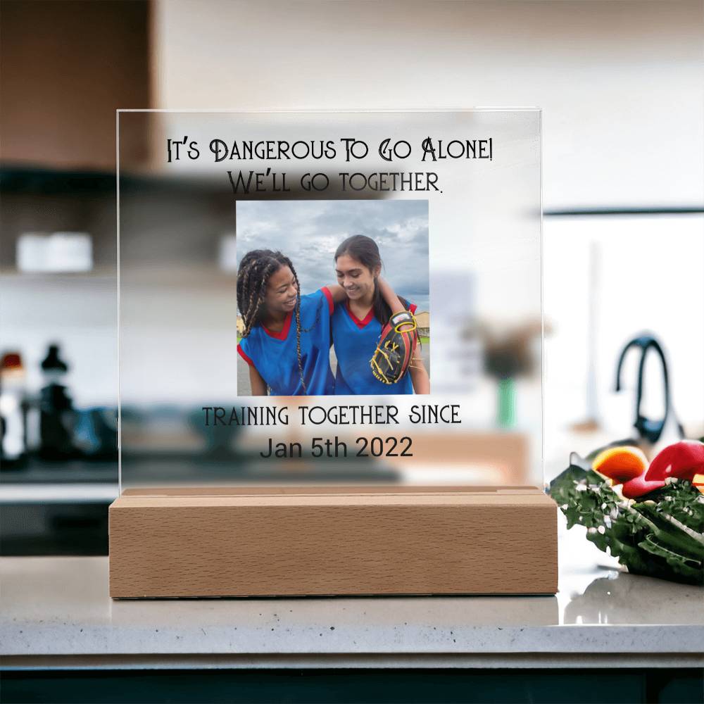 Best Friends Playing Baseball Training Acrylic Square