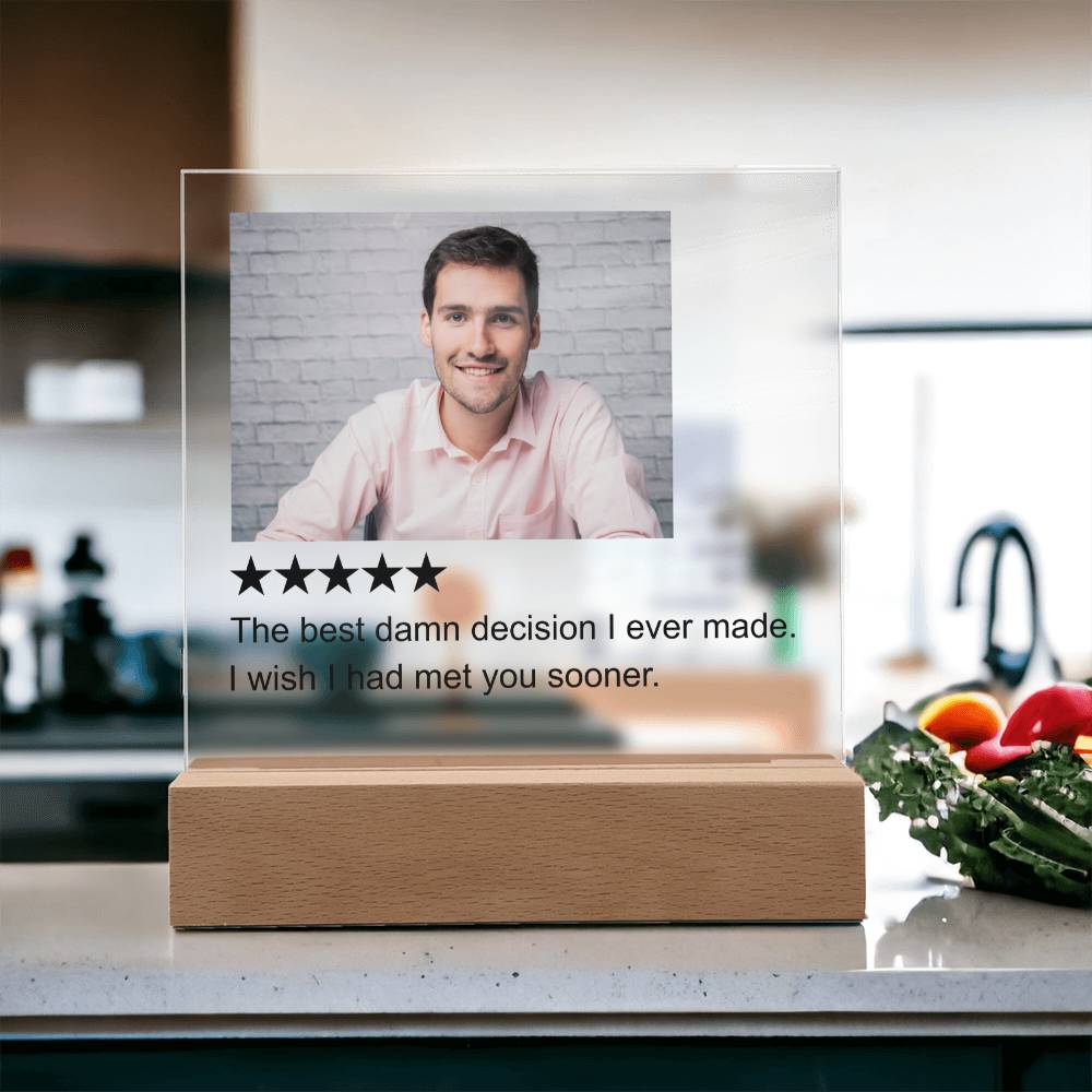5 Stars Review White Man  Square Acrylic Plaque