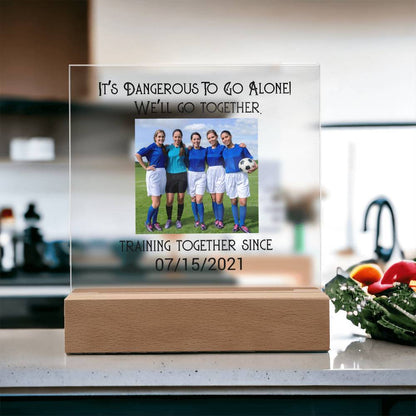 Best Friends Female Football Training Acrylic Square