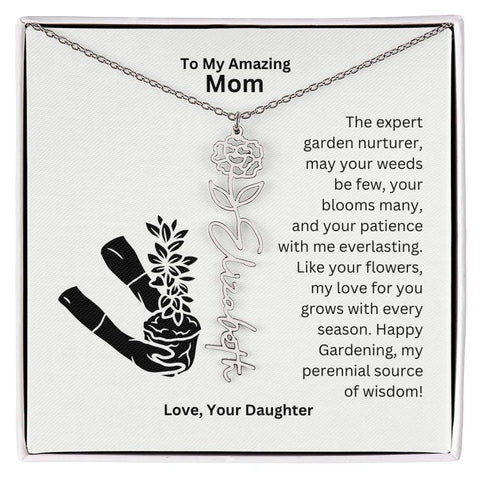 Mom - My love For You Grows With Every Season Flower Name Necklace